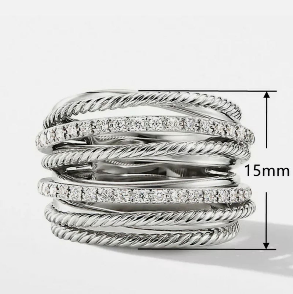 New Sterling Silver band Diamond Ring - Picture 2 of 6